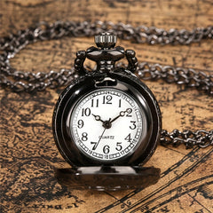 Hollow Flower Cover Pocket Watch Quartz Movement Necklace Chain