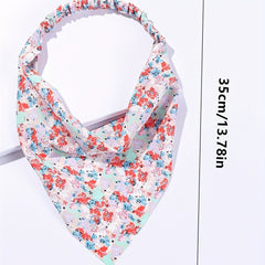 Pastoral Floral Headband Triangle Scarf Elastic Turban Bandana Women Head Wrap