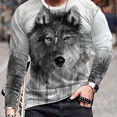 Wolf 3D Print Men's Long Sleeve T-shirt