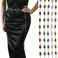 Golden Waist Chain Crystal Rhinestone Boho Body Chain Belt for Women