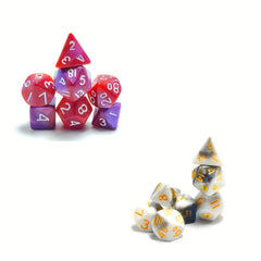 Mini Purple & Red Polyhedral Dice Set for Board Game