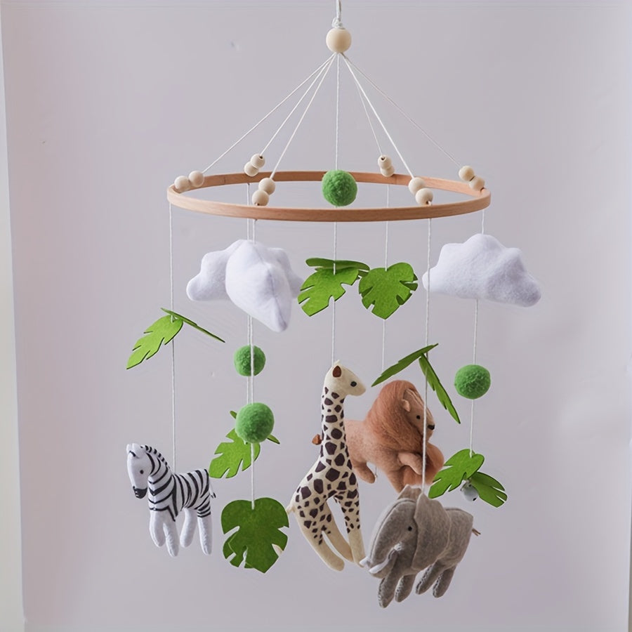 Leaf & Animal Baby Crib Mobile w/ Soft Plush Toys Vibrant Nursery Decor