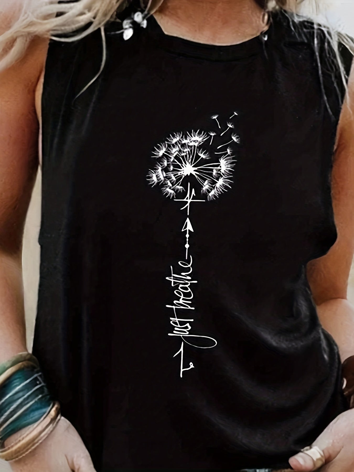 Dandelion Print Tank Top Women's Sleeveless Summer Tank Top