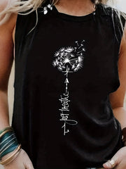 Dandelion Print Tank Top Women's Sleeveless Summer Tank Top