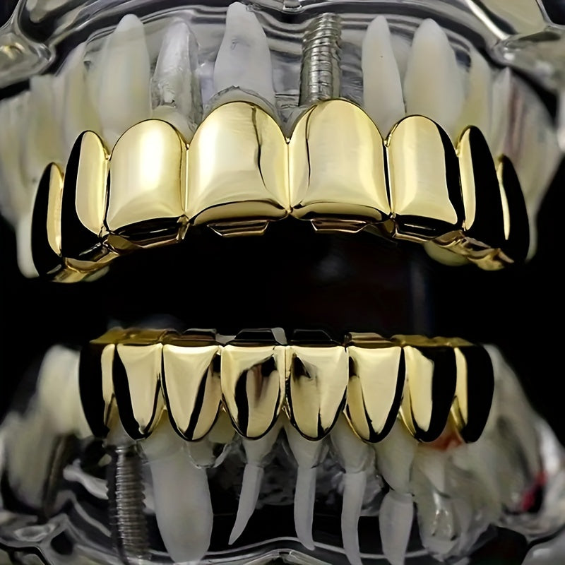 Silvery Teeth Grillz Set Top & Bottom Hip Hop Rapper Jewelry