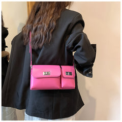 Y2K Style Crossbody Bag Double Pockets Purse Women Niche Buckle Shoulder Bag
