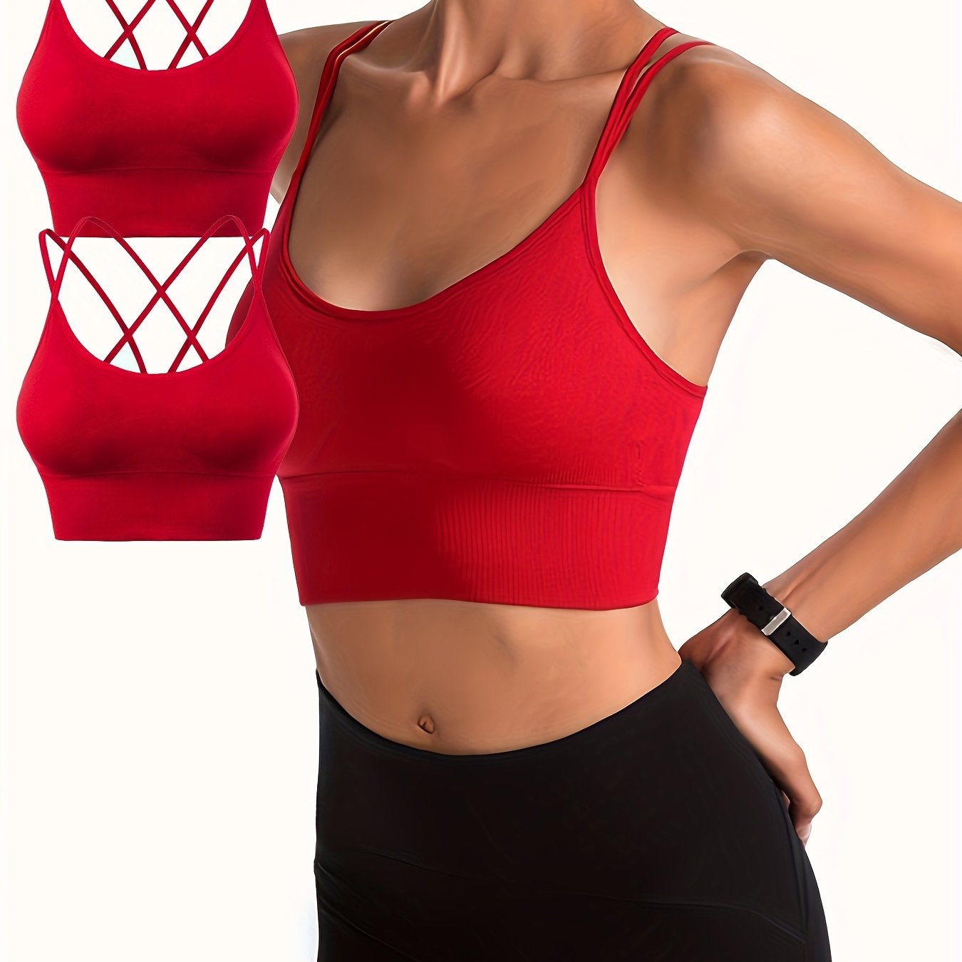 2pcs Criss Cross Sports Bras Yoga Fitness Bra Women's Lingerie