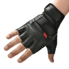 Men's PU Leather Gym Gloves with Wrist Wrap - Fitness & Training
