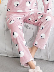 Sheep Print Sleep Bottoms & Fuzzy Pants Women's Loungewear
