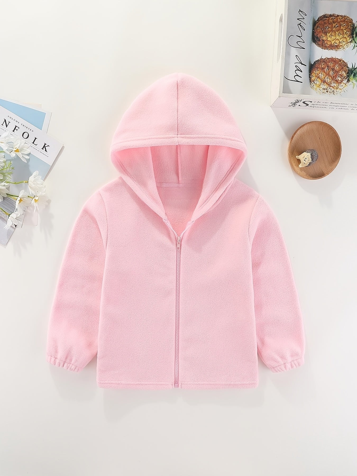 Girls' Thick Fleece Warm Hooded Jacket Zipper Up Casual Hoodie Coat