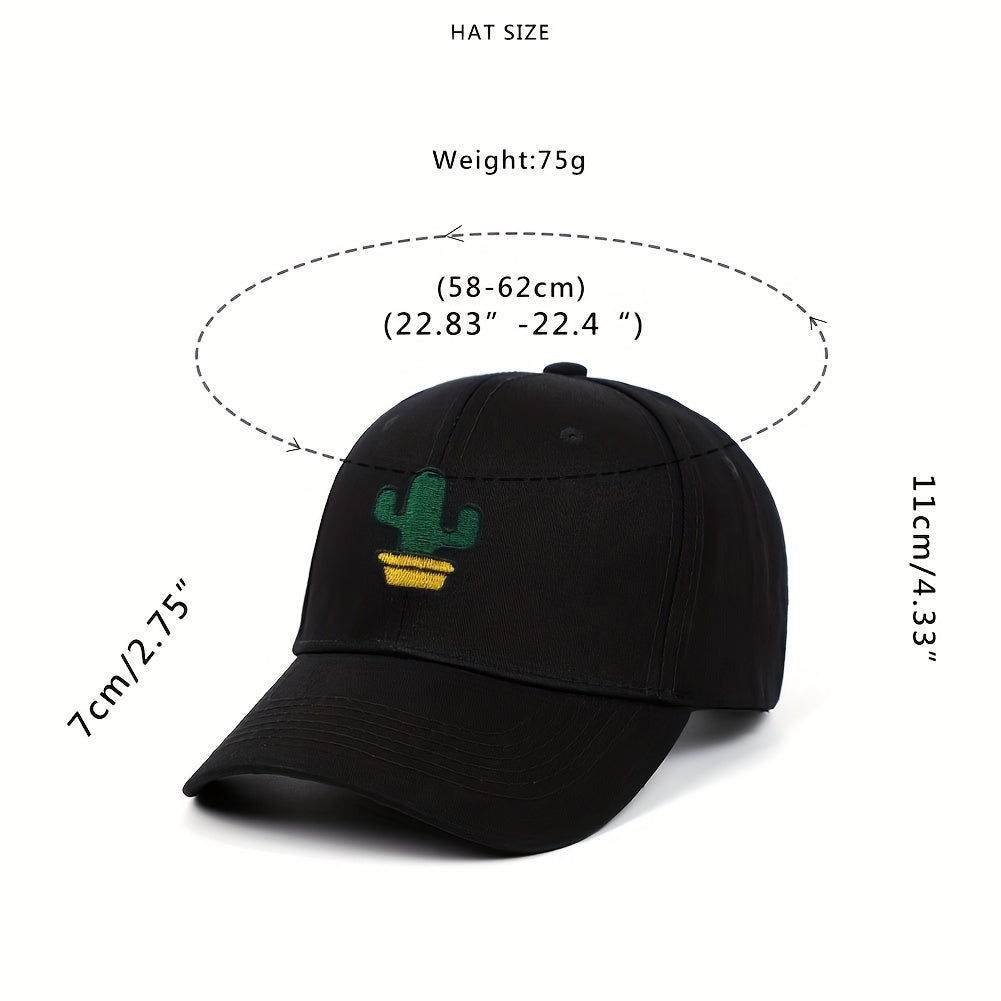 Cactus Embroidery Baseball Cap Adjustable Sunscreen Dad Hat