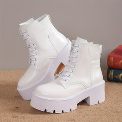 Women's Chunky Heel Platform Combat Boots