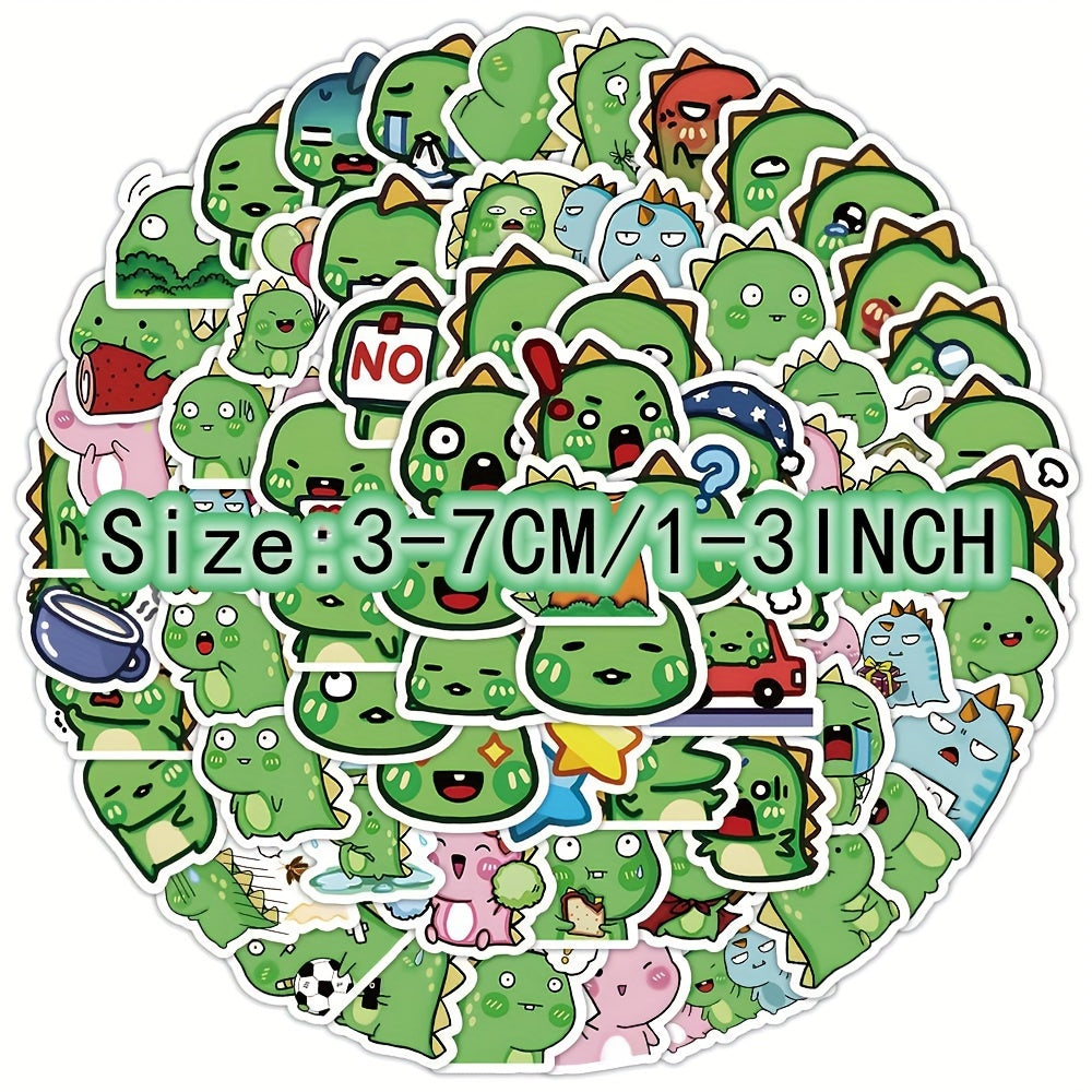 100pcs Green Dino Stickers - Waterproof DIY for Guitar, Phone