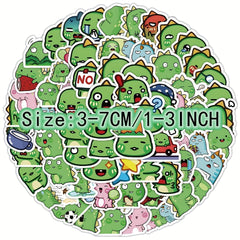 100pcs Green Dino Stickers - Waterproof DIY for Guitar, Phone