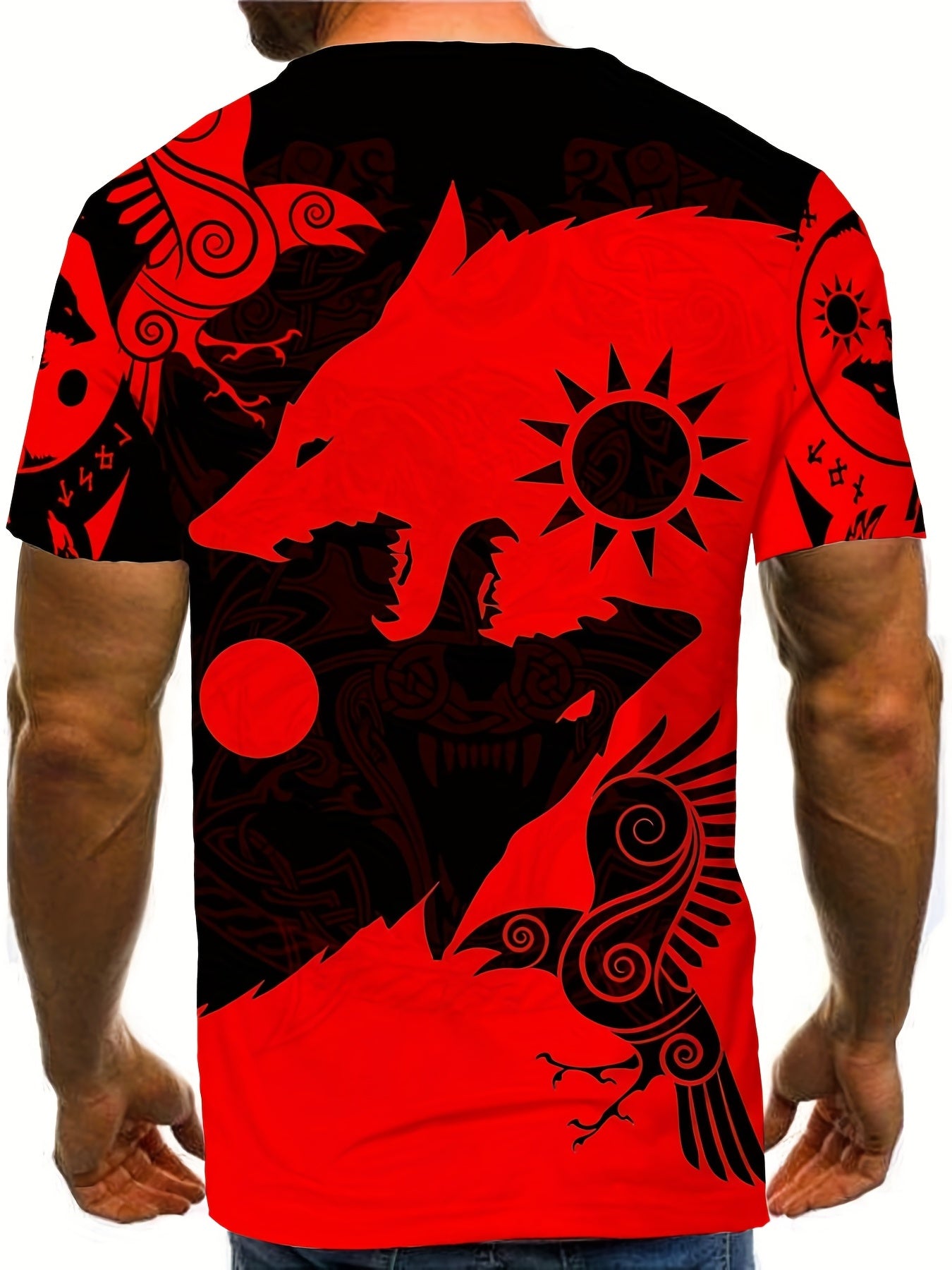 Men's 3D Totem Animal Print T shirt Casual Crew Neck Tee