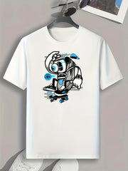 Skateboarding Pattern Print Men's Sports T shirt Graphic Tee