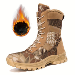 Boy's High Top Hiking Boots Non Slip Lace Up Durable Thermal Shoes Winter