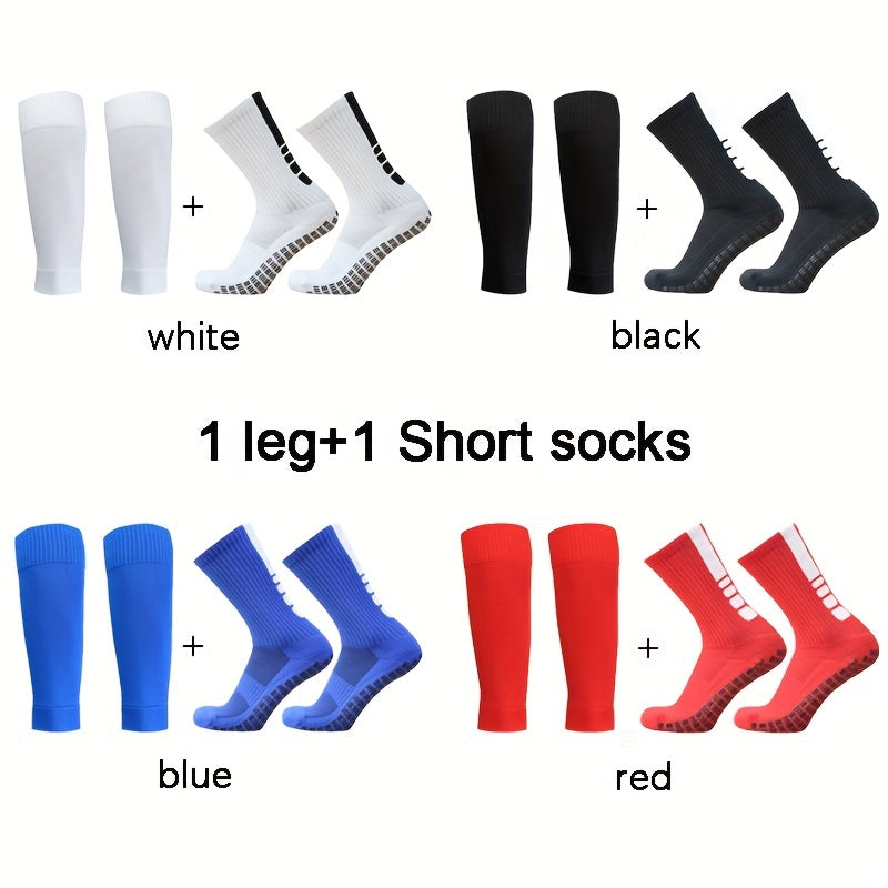 2pairs Outdoor Sports Football Socks & Calf Sleeves Set