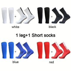 2pairs Outdoor Sports Football Socks & Calf Sleeves Set