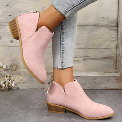 Women's Chunky Heel Ankle Boots Pointed Toe Low Heel Booties