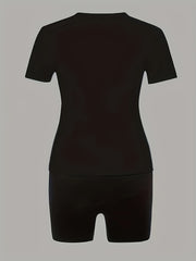 Women's Plus Bird & Letter Print Tee & Shorts Set