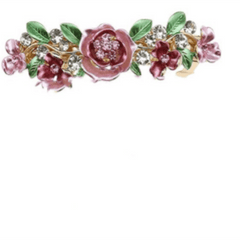 Colorful Flower Leaf French Barrette Hair Clip