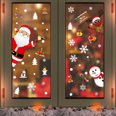 Christmas Window Clings Stickers Santa Snowman Deer Snowflakes Windows Decals