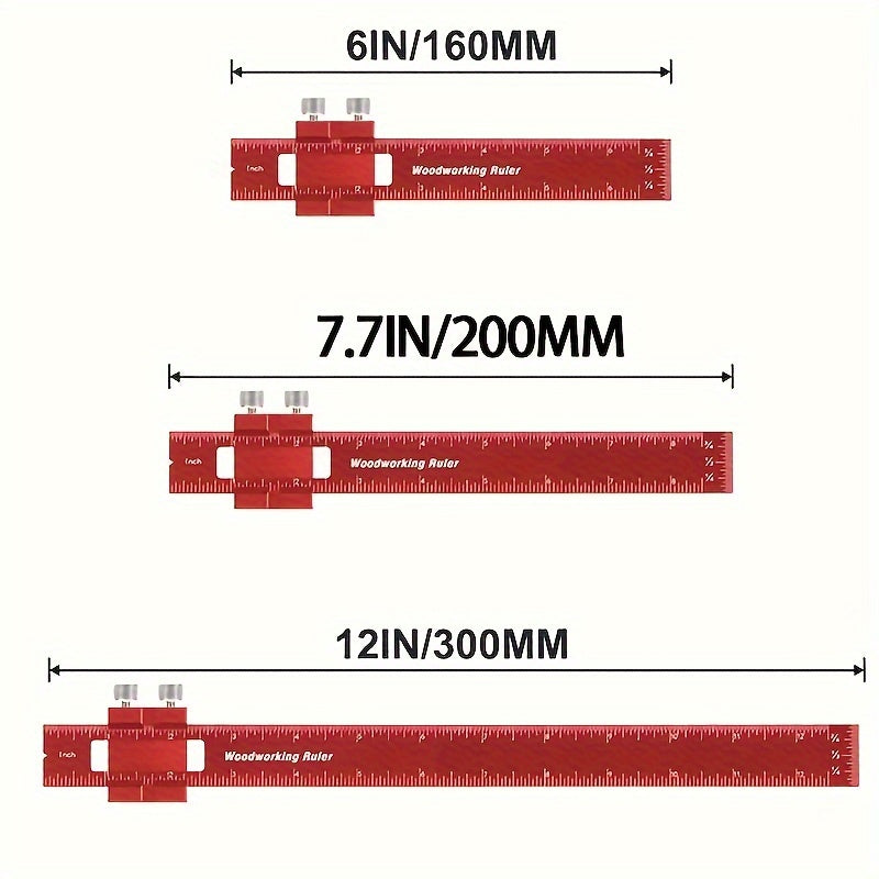 Precision Pocket Ruler For Woodworking Inch Metric T Score Square Ruler