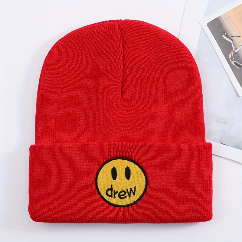 High-end Happy Face Dream Embroidery Woolen Knitted Cold Hat