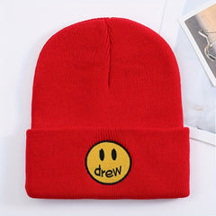 High-end Happy Face Dream Embroidery Woolen Knitted Cold Hat