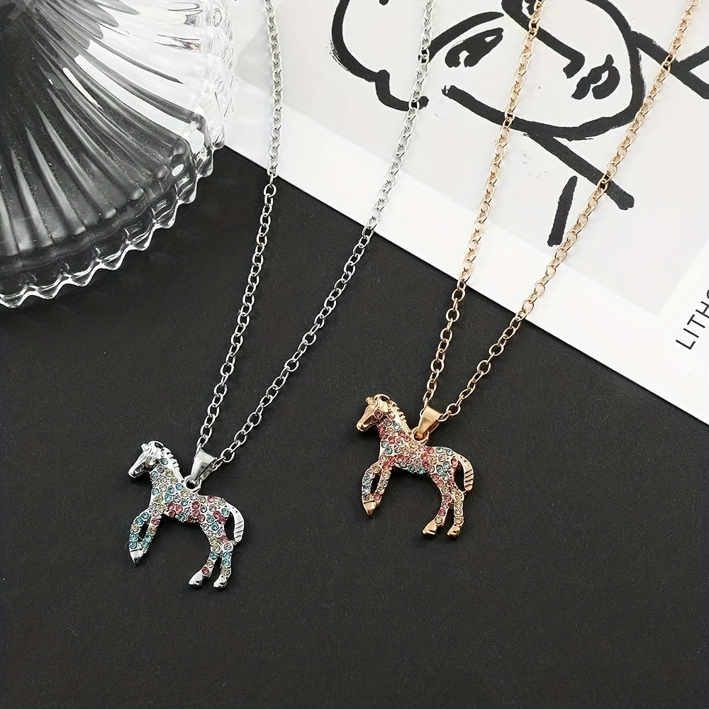 Colorful Horse Pendant Necklace Jewelry Gift for Girls