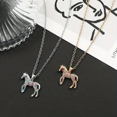 Colorful Horse Pendant Necklace Jewelry Gift for Girls