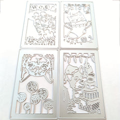 4pcs Metal Cutting Die 3D Lantern Christmas Animal Cut Die For Card Making