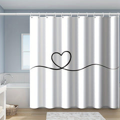 Waterproof Love Shower Curtain with 12 Hooks