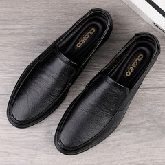 CLOHOO Customizable Leather Loafer Shoes Casual Slip On Rubber Sole