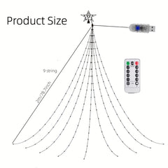 Pentagram Christmas Light USB Waterfall Tree Light