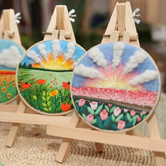 DIY Hanging Painting Wall Decoration Kit with Print, Drawings, Embroidery Cloth