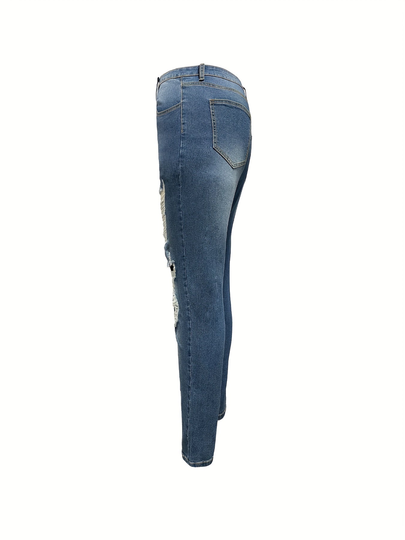 Casual Jeans Women's Plus Floral Print Ripped High Rise Jeans