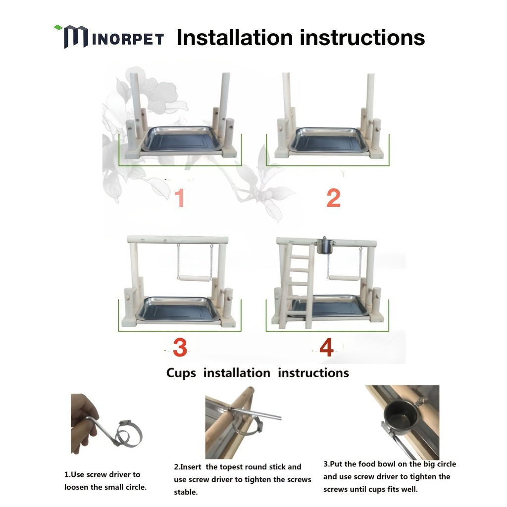 Parrot Play Stand & Swing Ladder Toy for Entertainment