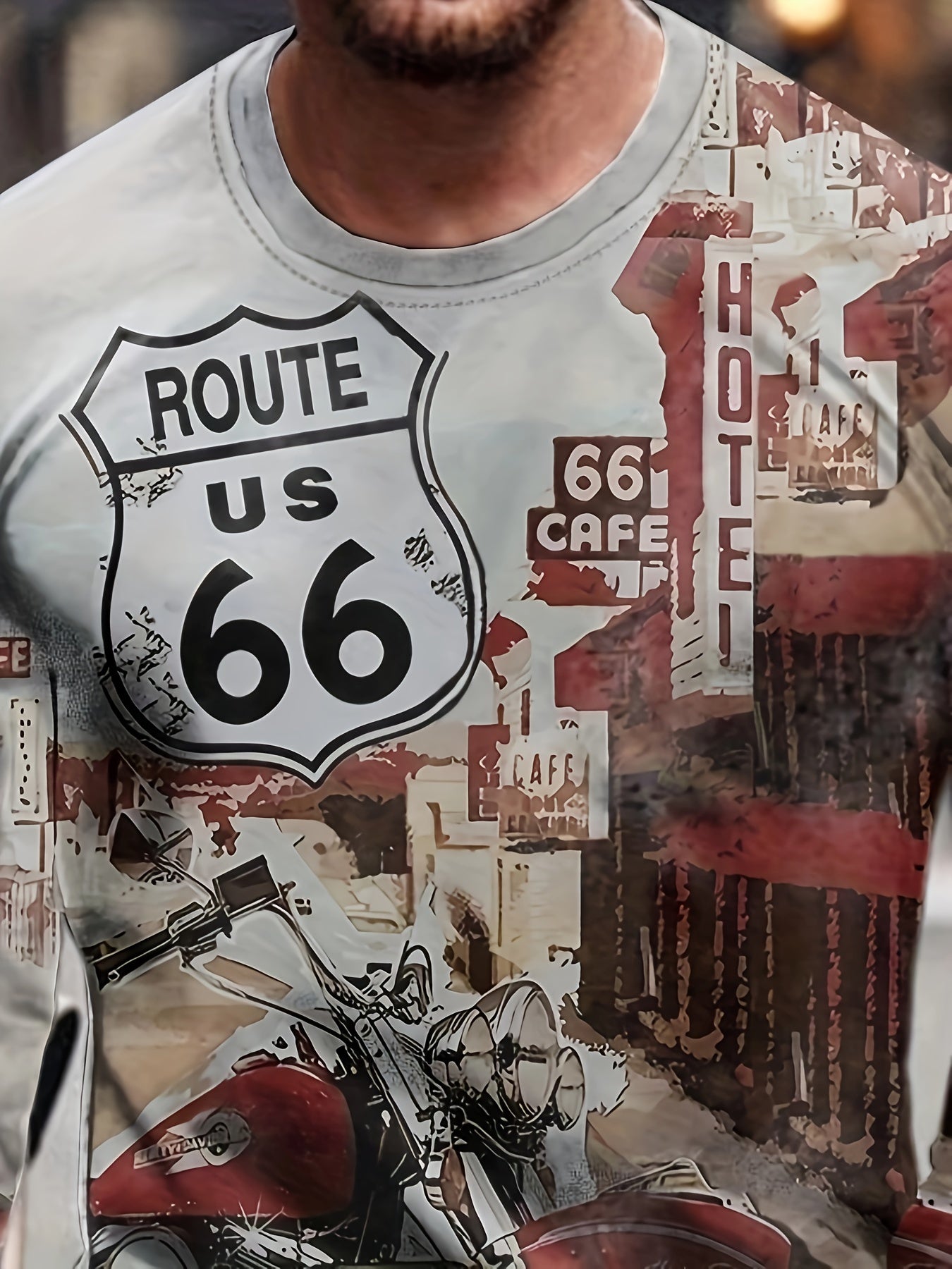 ROUTE US 167 Motorcycle Print Men's Long Sleeve Tee