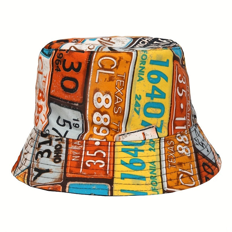 Street Hip Hop Print Bucket Hat Outdoor Sunscreen Wide Brim Cap