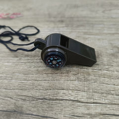 2pcs 3 In 1 Emergency Survival Whistle With Compass Thermometer
