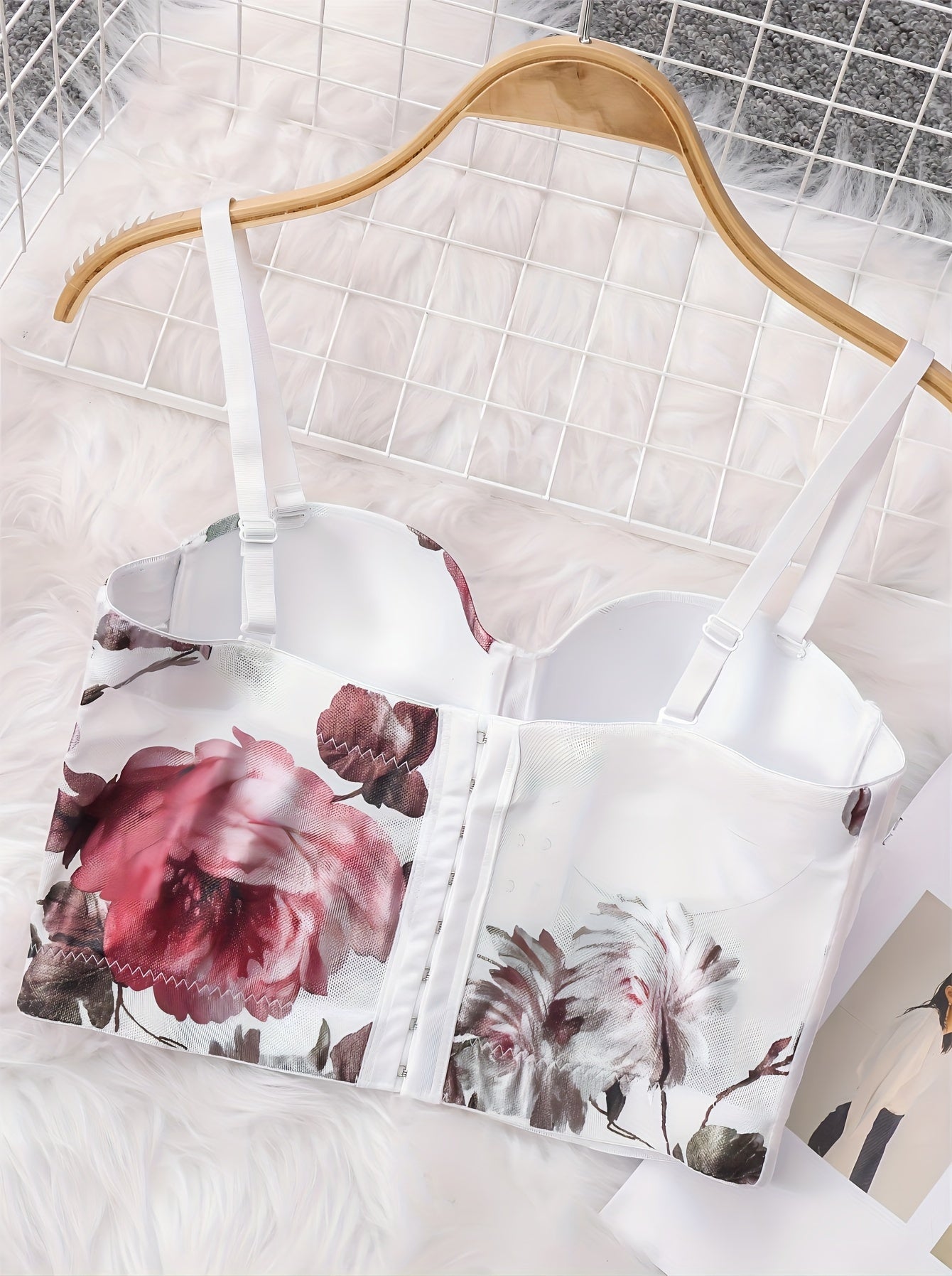 Floral Print Cami Corset Bustier Push Up Tummy Control Slimmer Body Shaper