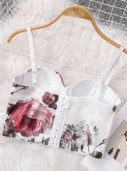 Floral Print Cami Corset Bustier Push Up Tummy Control Slimmer Body Shaper