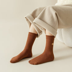 Double Needle Texture Mid Tube Socks Women's Stockings