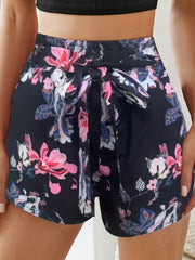 Floral Print Tie Waist Shorts for Women