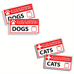 4pcs Kitten & Puppy Rescue Stickers Emergency First Aid Firefighting Pet