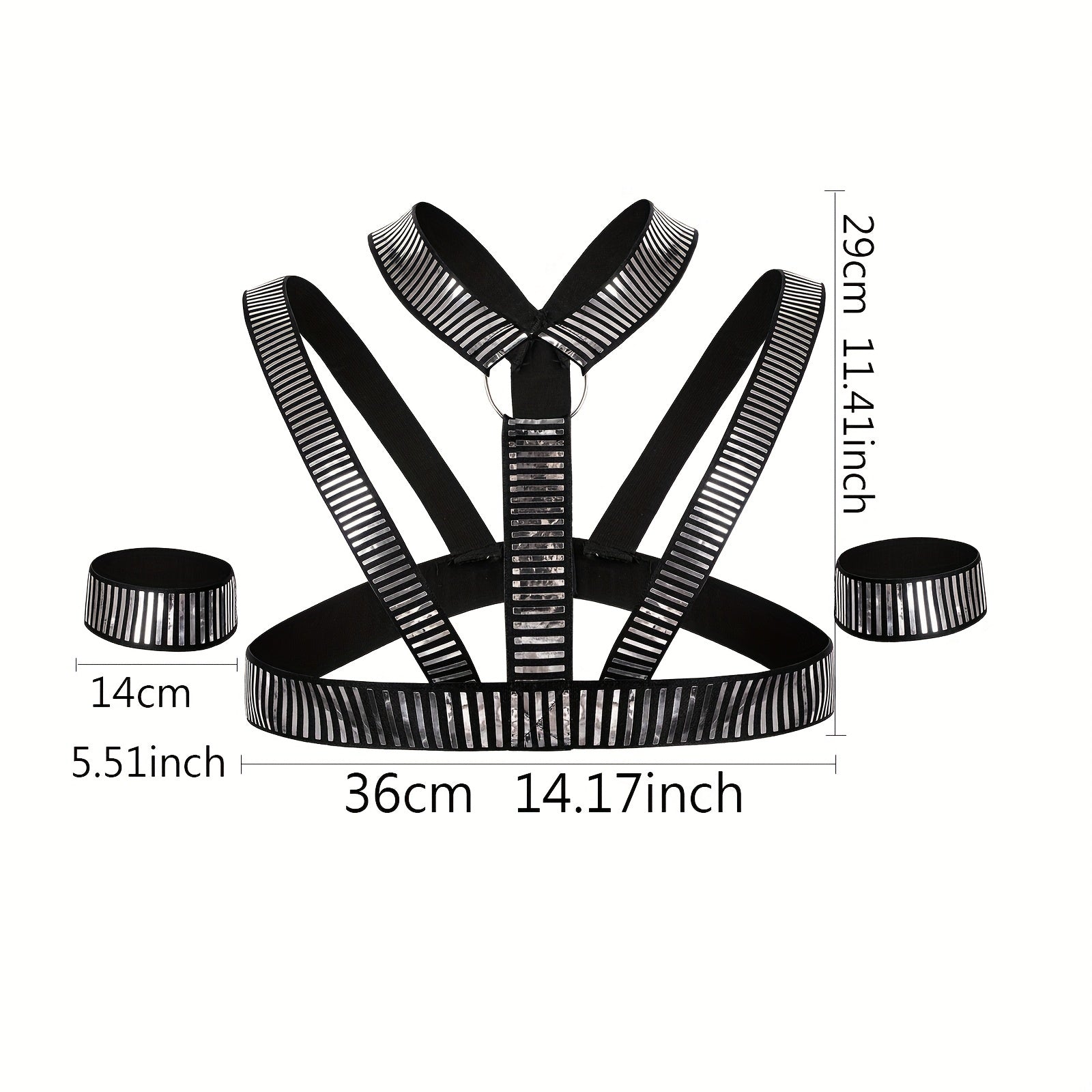 Men's Sexy Muscle Body Chest Harness Arm Bands Set for Cosplay Party Costume