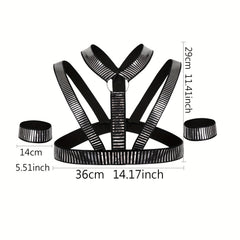 Men's Sexy Muscle Body Chest Harness Arm Bands Set for Cosplay Party Costume