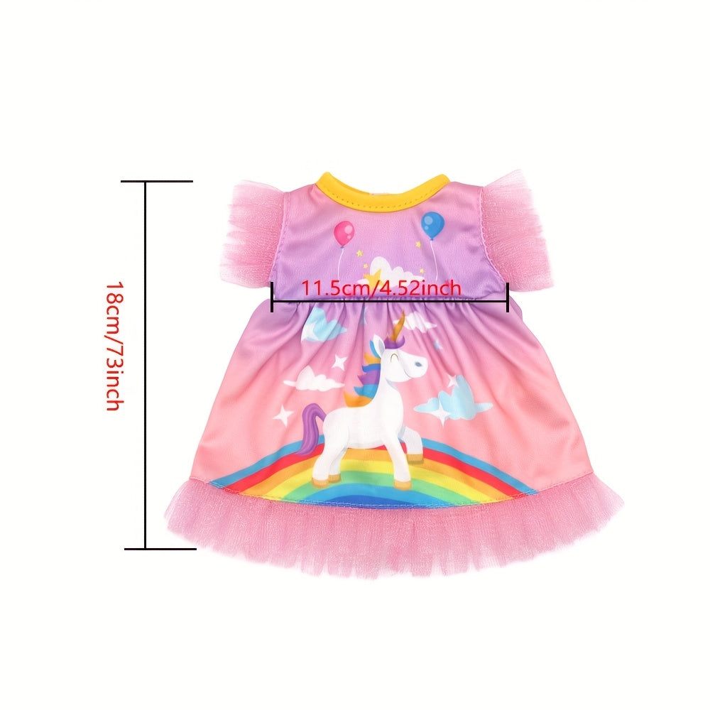 Pink Doll Clothes Set for 12" Dolls with Reusable Toy
